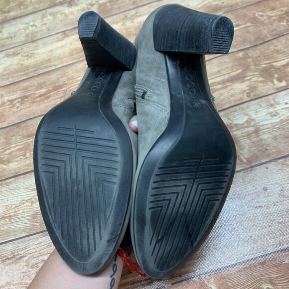 Ecco Ankle Boots Side Zip Nubuck Leather Heels Women’s Size 40 US 9 - 9.5 - Picture 7 of 16